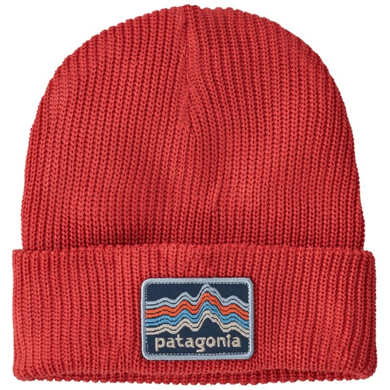 Patagonia Logo Beanie – Kids’|Ridge Rise Stripe/Sumac Red