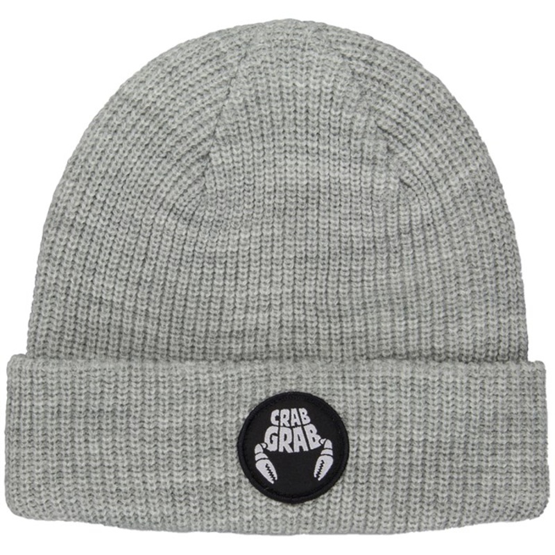Crab Grab Circle Patch Beanie|Heather Grey