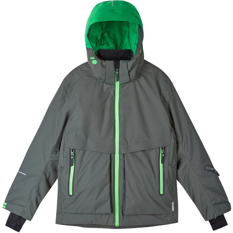 Reima Tirro Jacket – Boys’|Black|Thyme Green|8|10|11|12|14