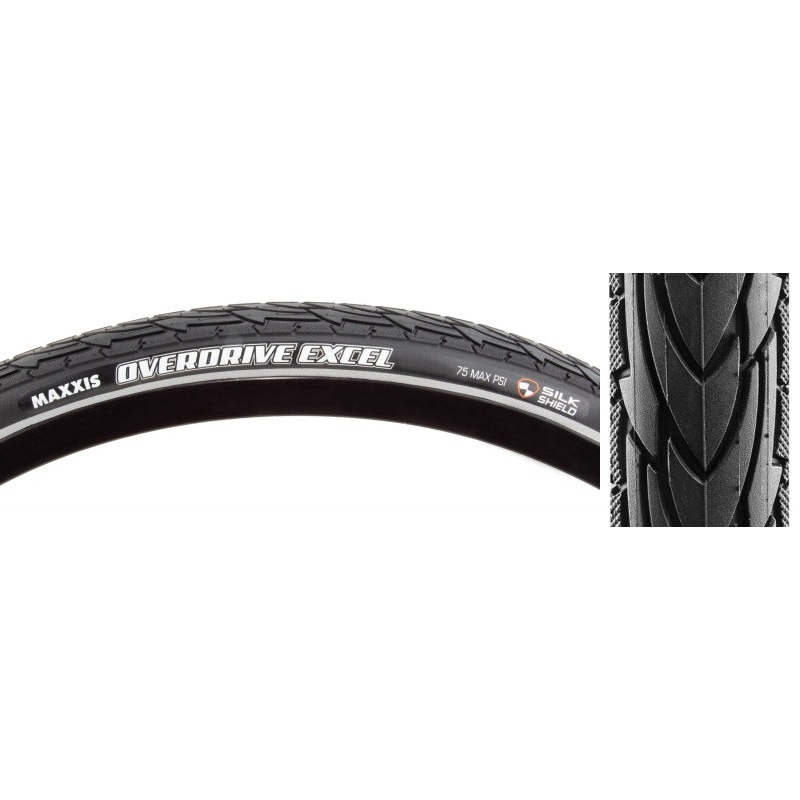 Overdrive Excel Tire 700x40C Wire Clincher Single SilkShield Reflective 60TPI Black
