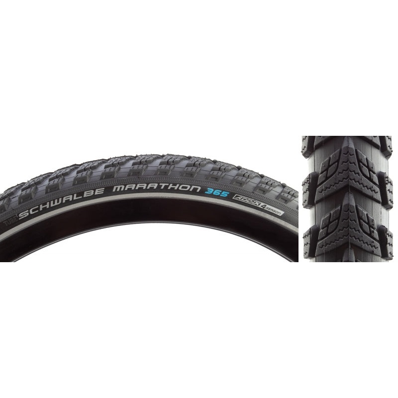 Marathon 365 Tire – 26 x 2.0 Clincher Wire BLK/Reflective Performance Line GreenGuard Addix 4Season E-50
