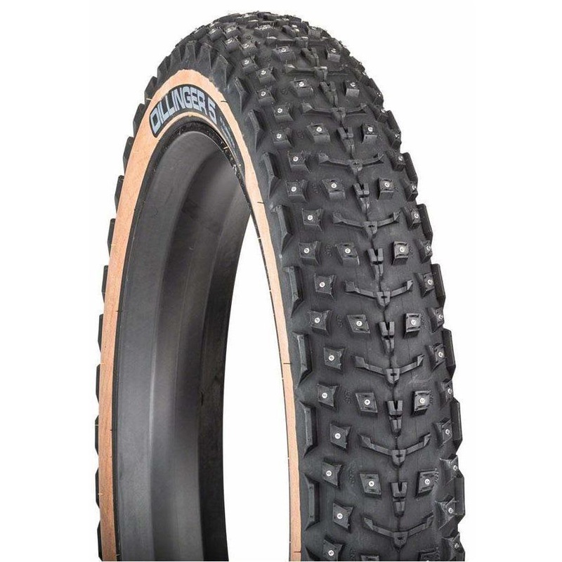 Dillinger 5 Tire – 26 x 4.6 Tubeless Folding Tan 60 TPI 258 Concave Carbide Aluminum Studs