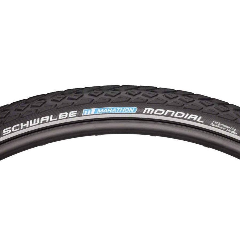 Marathon Mondial Bike Tire: 700 x 35c, Wire Bead, Performance Line, Endurance Compound, RaceGuard, Black/Reflect