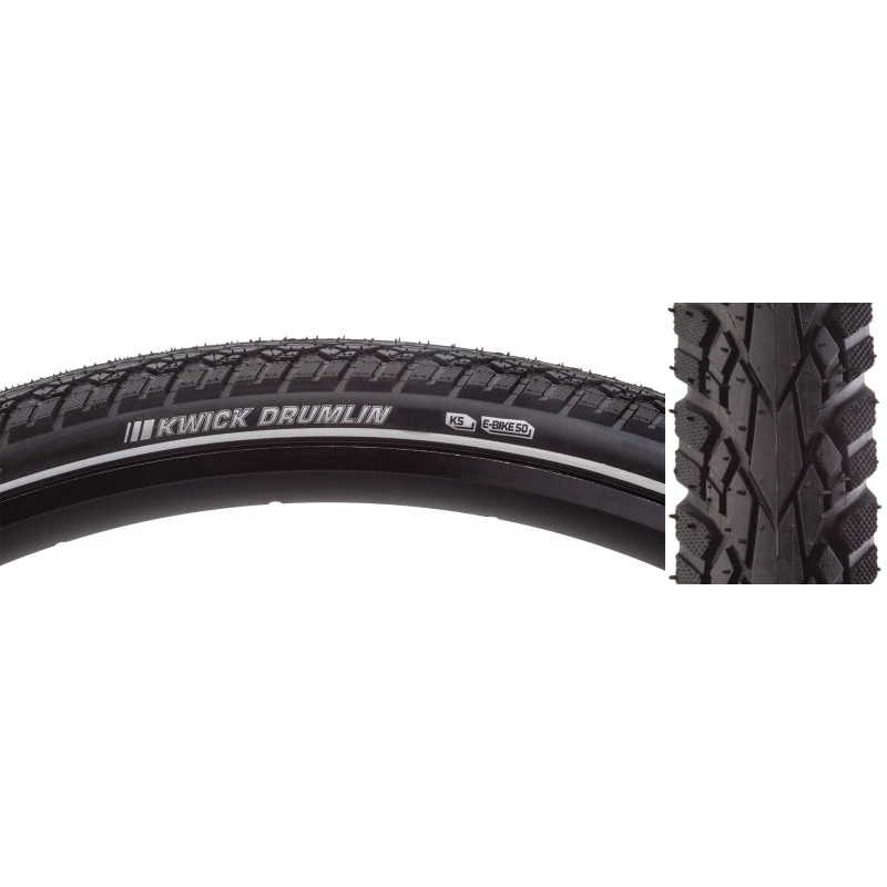 Kwick Drumlin Tire – 26 x 2 Clincher Wire Black/Reflective 60tpi KS