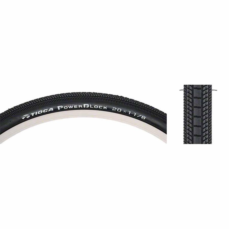 Power Block Bike Tire: 20×1-1/8 451 ISO Wire Bead