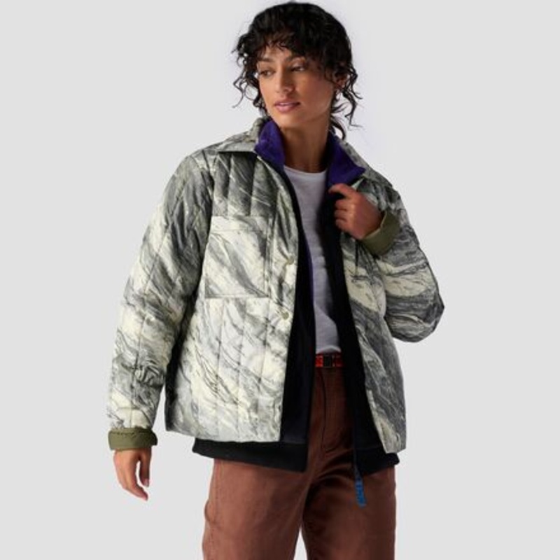 Oakbury Print Synthetic Quilted Shirt Jacket  – Women&apos;s