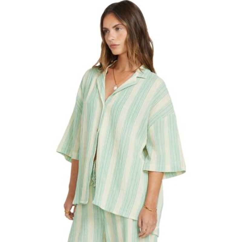 Beach Side Yarn Dyed Short-Sleeve Woven Top – Women&apos;s