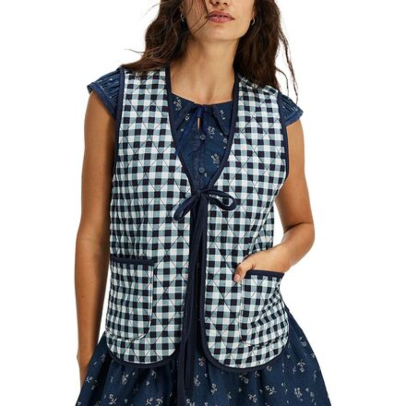 Claudine Vest – Women&apos;s|Navy Gingham|Candied Melon Combo|XL|S|XS|M|L