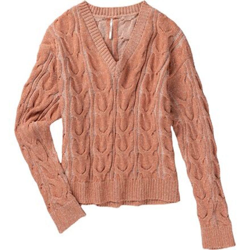 Washed Cable V-Neck Sweater – Women&apos;s