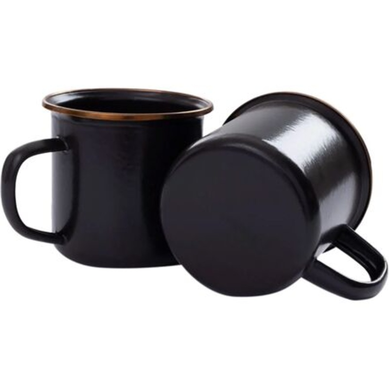 Barebones Enamel Mug Set|Charcoal|One Size
