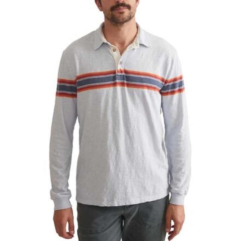 Nirvana Heavy Slub Stripe Long-Sleeve Rugby Polo – Men&apos;s