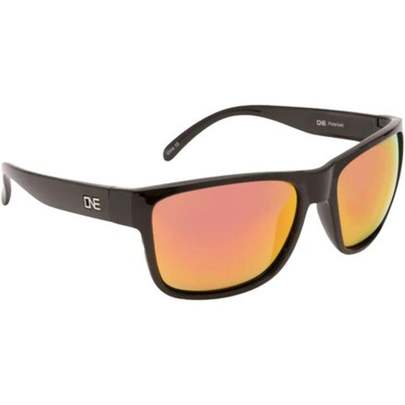 Kingfish Polarized Sunglasses|Shiny Black/Polarized Smoke Lens Red Mirror|M