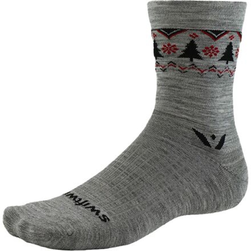 Vision Mid-Crew Winter Sock|Heather Navy Trees|Khaki Navy Trees|L|M