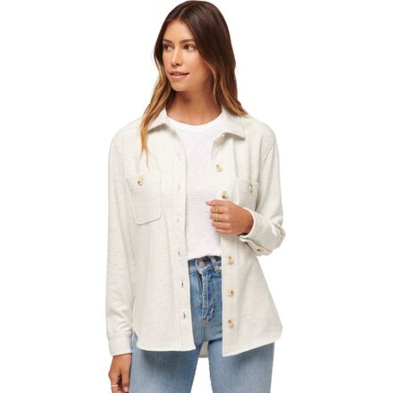 Cloud Shacket – Women&apos;s|Heather Light Grey|Heather Natural|S|XL|XS|M