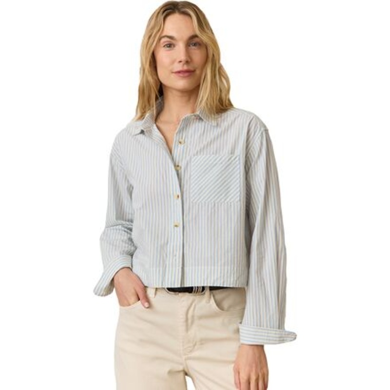 Cropped Poplin Stripe Shirt- Women&apos;s