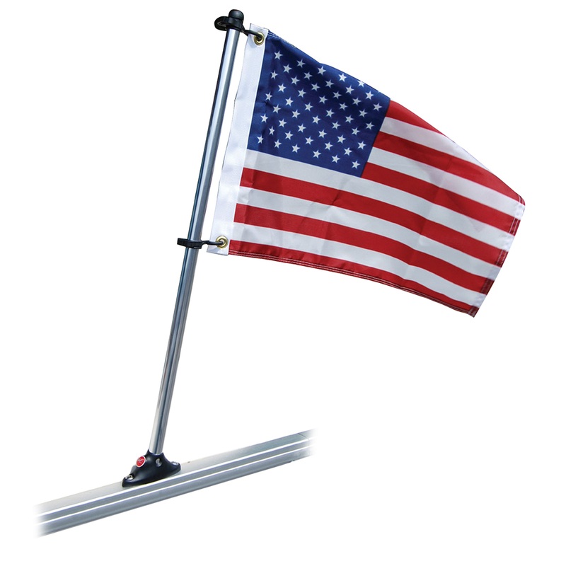 Taylor Made Pontoon 24 Flag Pole Mount & 12 x 18 US Flag  Boat Box