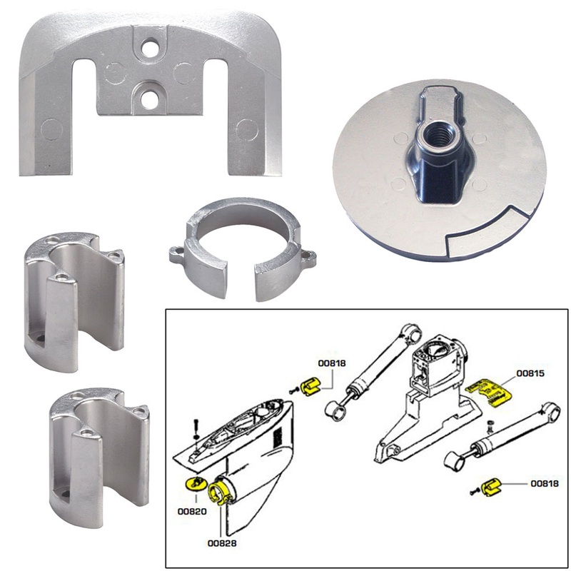Tecnoseal Anode Kit w/Hardware  Mercury Bravo 1  Aluminum  Boat Box