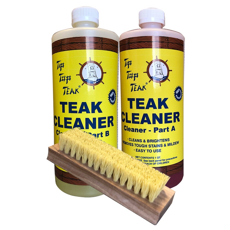Tip Top Teak Cleaner Kit Part A & Part B w/Brush  Boat Box