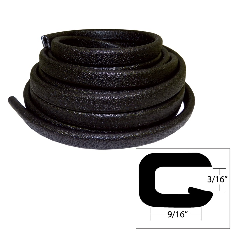 TACO Flexible Vinyl Trim  5/32 Opening x 9/16W x 25L  Black  Boat Box