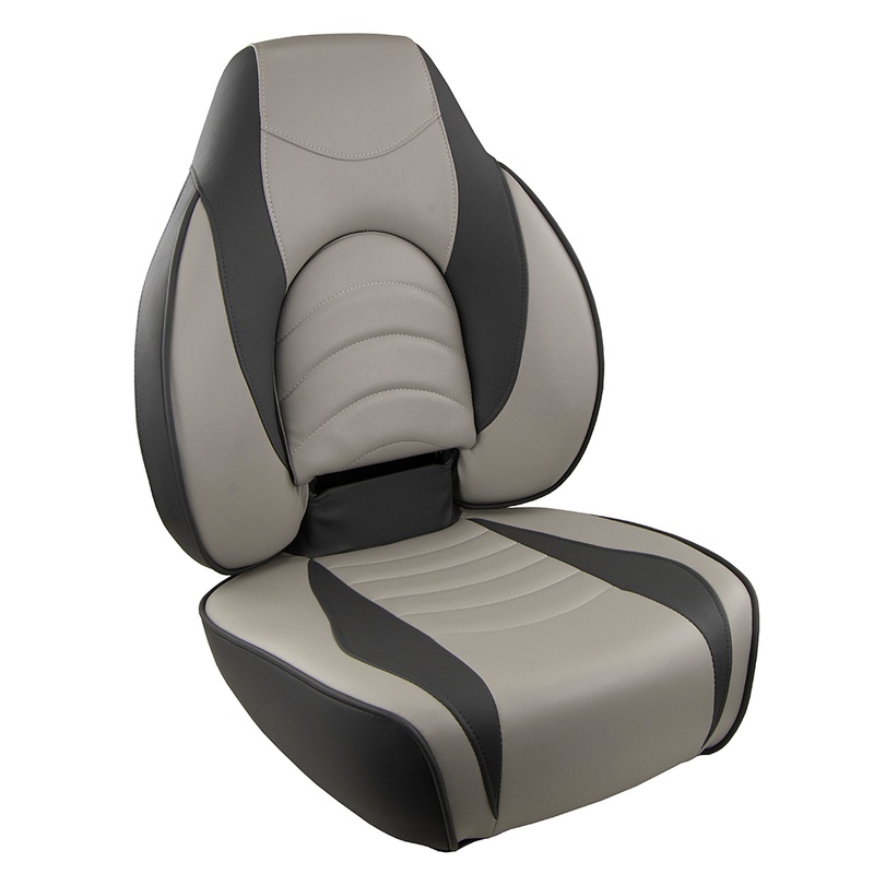Springfield Fish Pro High Back Folding Seat  Charcoal/Grey  Boat Box