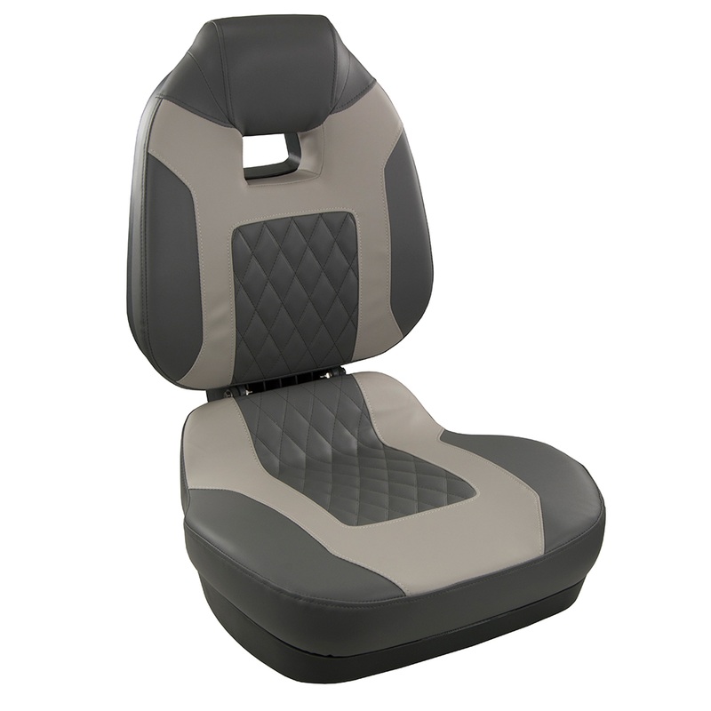 Springfield Fish Pro II High Back Folding Seat  Charcoal/Grey  Boat Box