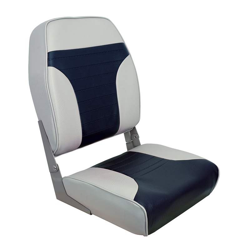 Springfield High Back Multi-Color Folding Seat  Blue/Grey  Boat Box