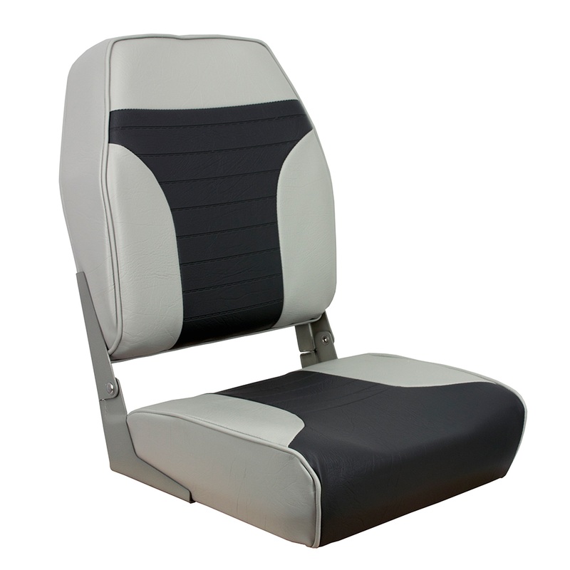 Springfield High Back Multi-Color Folding Seat  Grey/Charcoal  Boat Box