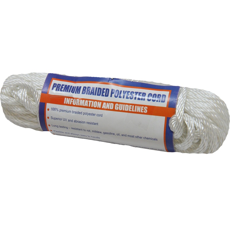 Sea-Dog Solid Braid Polyester Cord Hank  5/32 x 50′  White  Boat Box
