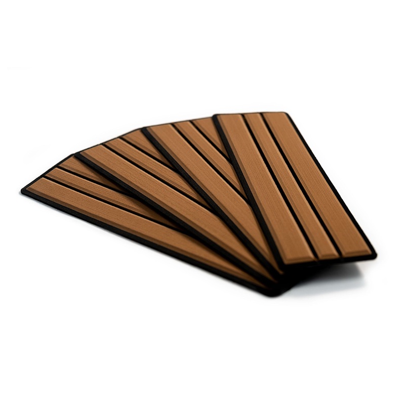 SeaDek Faux Teak 4-Piece Step Kit  Mocha/Black  Boat Box