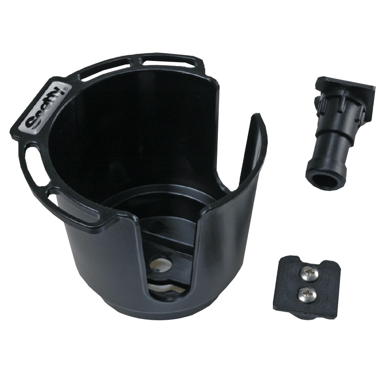 Scotty 311 Drink Holder w/Bulkhead/Gunnel Mount & Rod Holder Post Mount  Black  Boat Box
