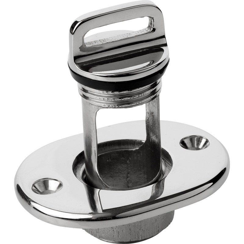 Sea-Dog Oblong Captive Garboard Drain & Plug  316 Stainless Steel  Boat Box