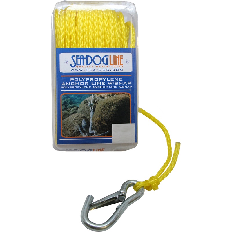 Sea-Dog Poly Pro Anchor Line w/Snap  1/4 x 100′  Yellow  Boat Box