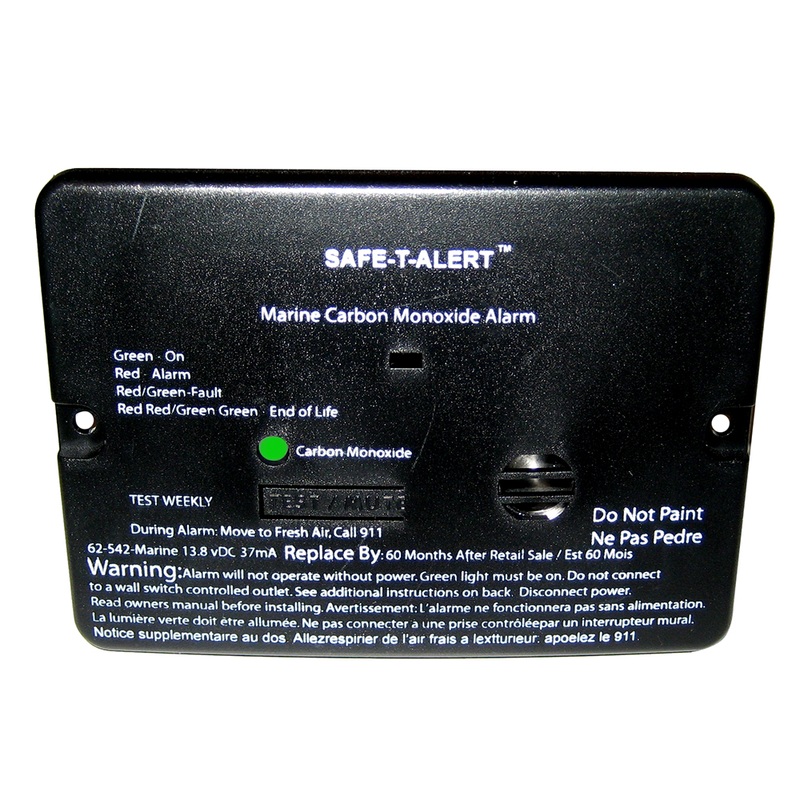 Safe-T-Alert 62 Series Carbon Monoxide Alarm  12V  62-542-Marine  Flush Mount  Black  Boat Box