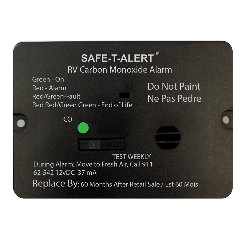 Safe-T-Alert 62 Series Carbon Monoxide Alarm  12V  RV Flush Mount  Black  Boat Box