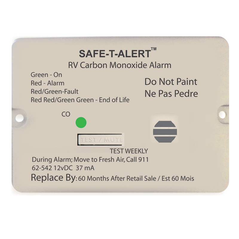 Safe-T-Alert 62 Series Carbon Monoxide Alarm  12V  RV Flush Mount  White  Boat Box