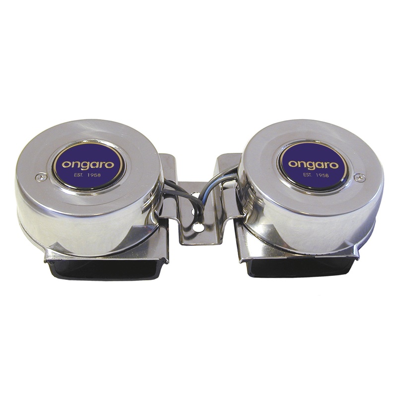 Schmitt Marine Ongaro All-Stainless Mini Compact Twin Horn  12V  Boat Box