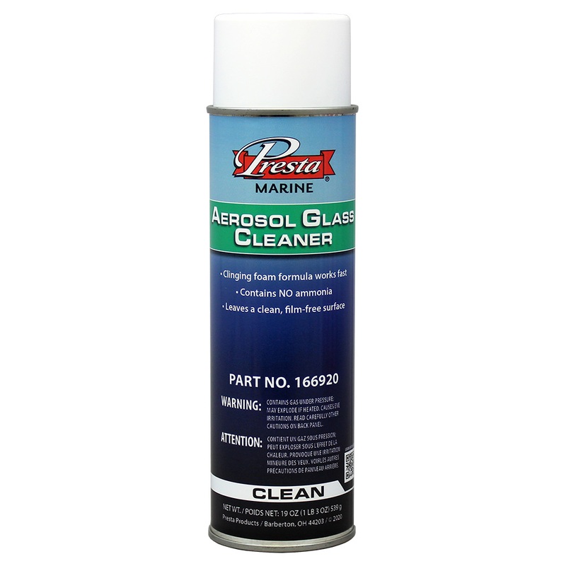 Presta Marine Ammonia Free Aerosol Glass Cleaner  19oz  Boat Box