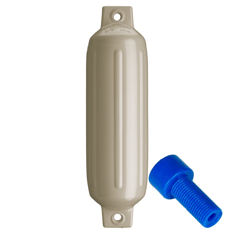 Polyform G-2 Twin Eye Fender 4.5 x 15.5  Sand w/Adapter  Boat Box