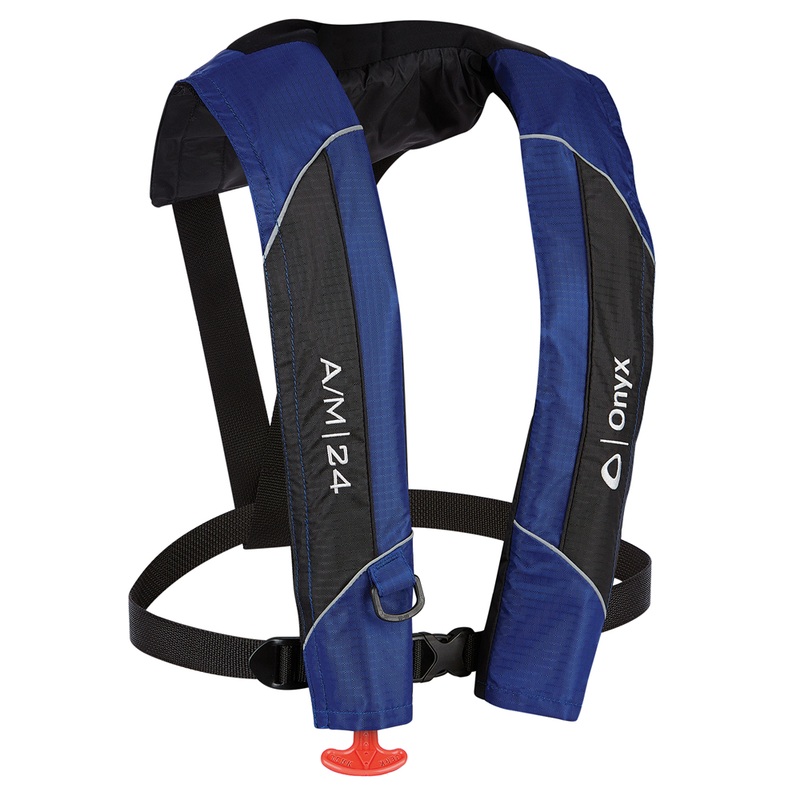 Onyx A/M-24 Automatic/Manual Inflatable PFD Life Jacket  Blue  Boat Box