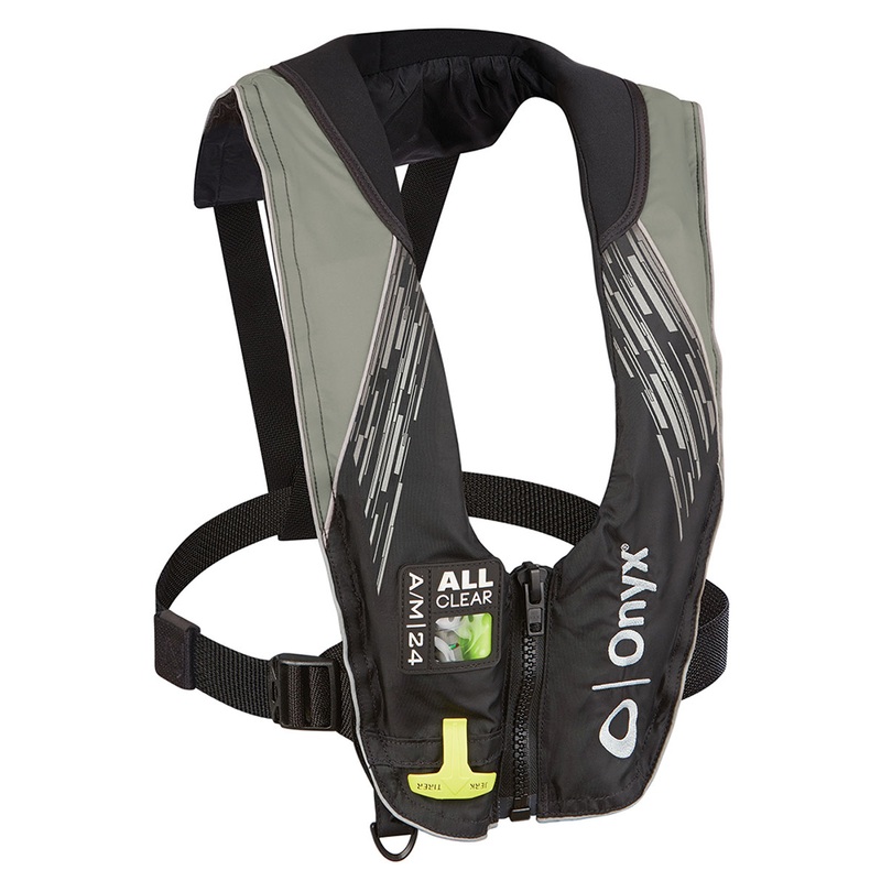 Onyx A/M-24 Series All Clear Automatic/Manual Inflatable Life Jacket  Grey  Adult  Boat Box