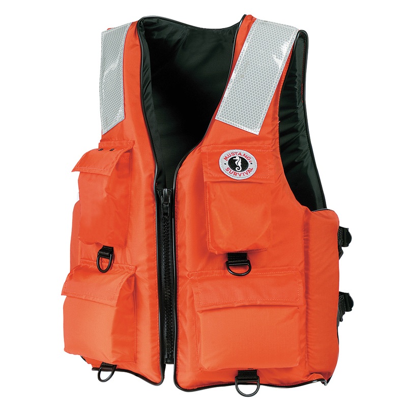 Mustang 4-Pocket Flotation Vest  Orange  Large  Boat Box