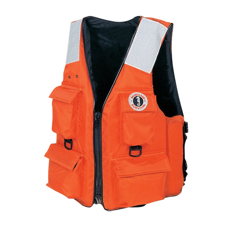 Mustang 4-Pocket Flotation Vest  Orange  XXL  Boat Box