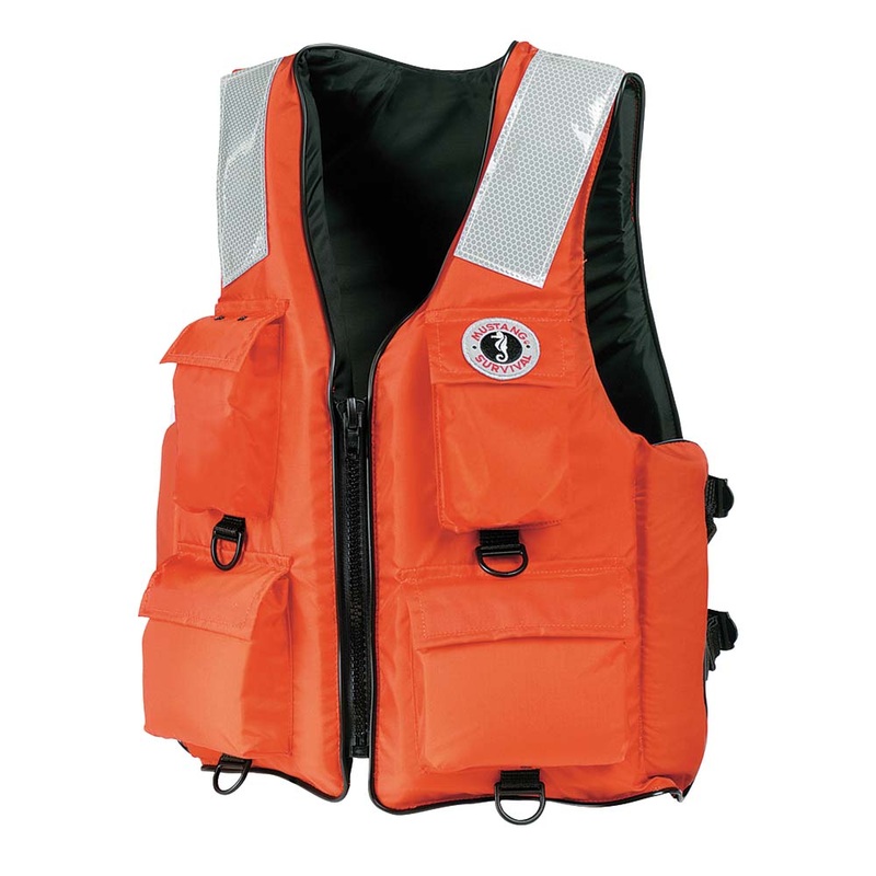 Mustang 4-Pocket Flotation Vest  Orange  XXXL  7XL  Boat Box