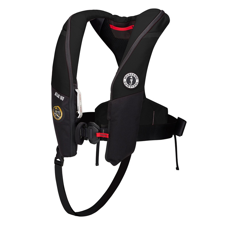 Mustang Atlas 190 DLX Open Ocean Inflatable PFD  Black  Boat Box