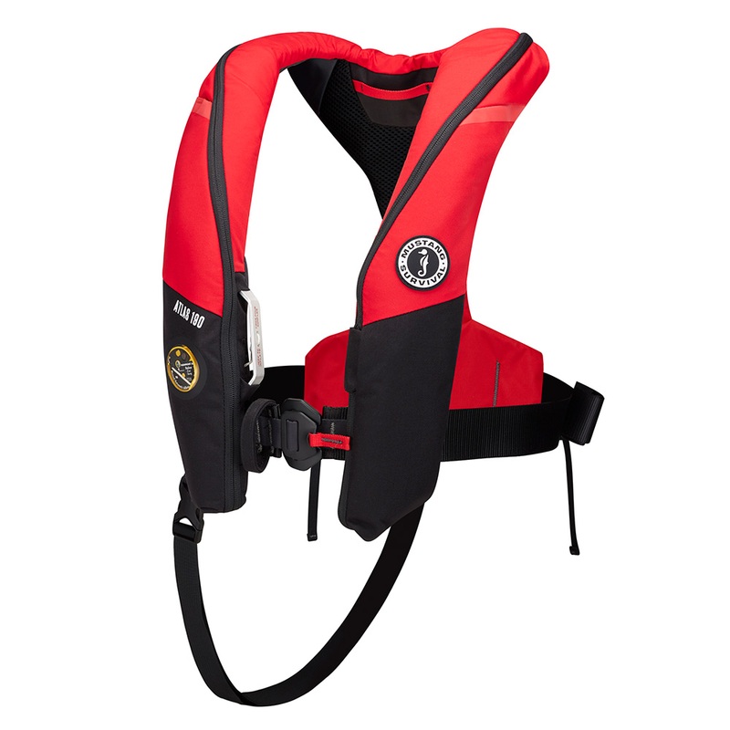 Mustang Atlas 190 DLX Open Ocean Inflatable PFD  Red/Black  Boat Box