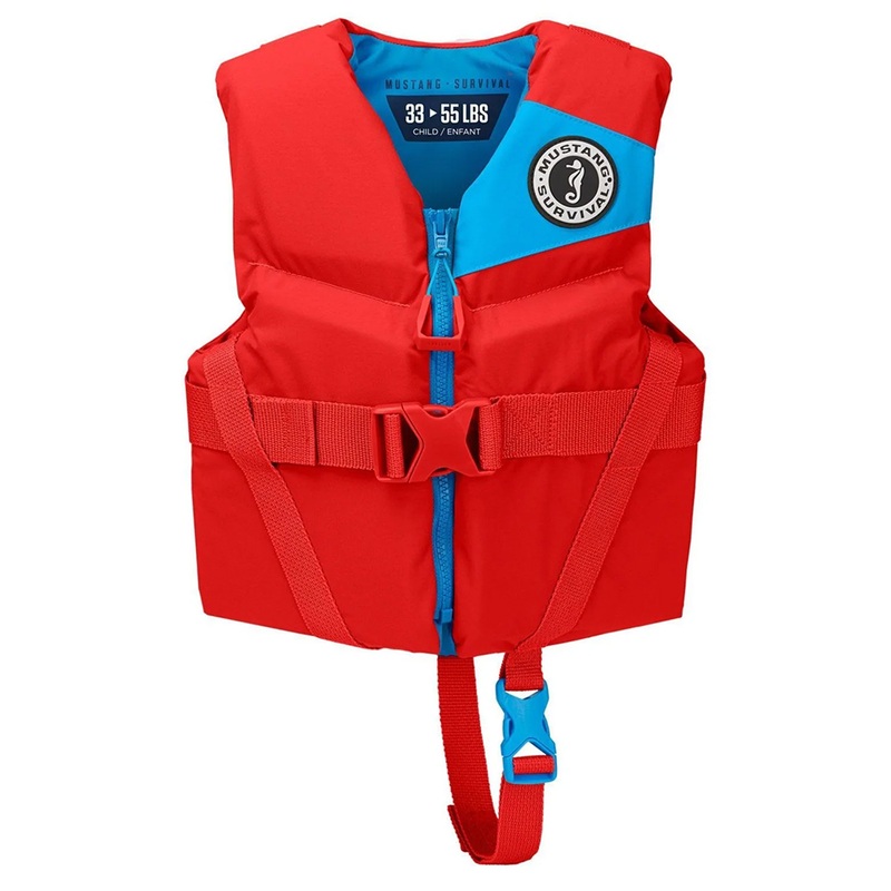 Mustang Child Rev Foam Life Vest  Imperial Red  Boat Box