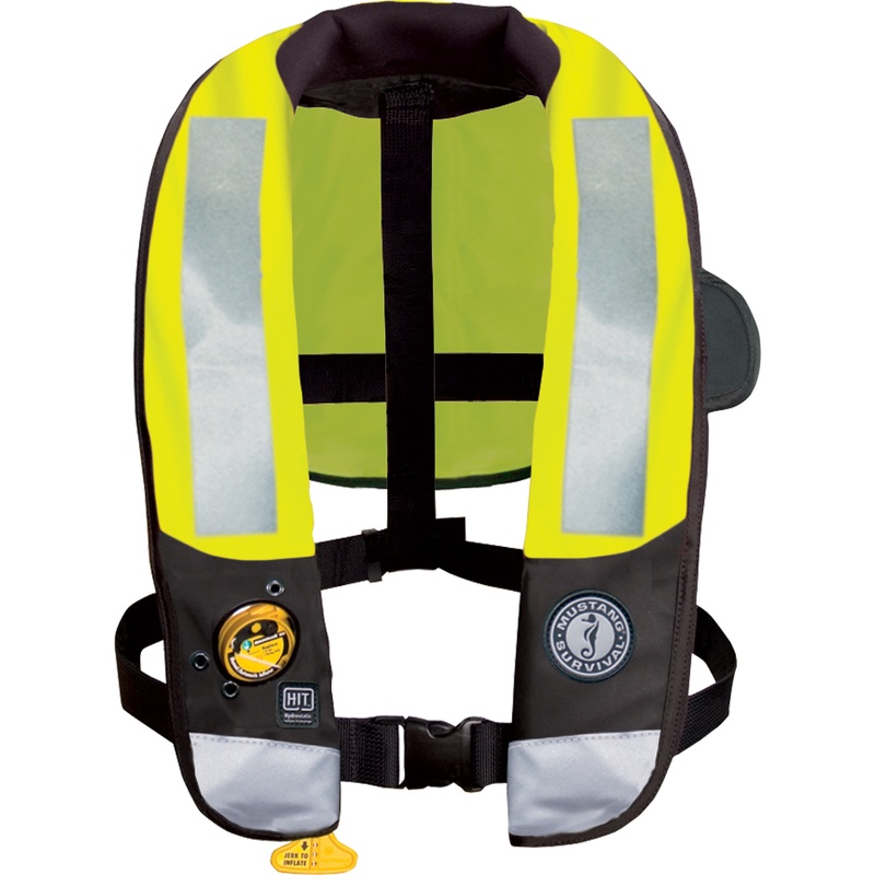 Mustang HIT High Visibility Inflatable PFD  Fluorescent Yellow/Green  Automatic/Manual  Boat Box