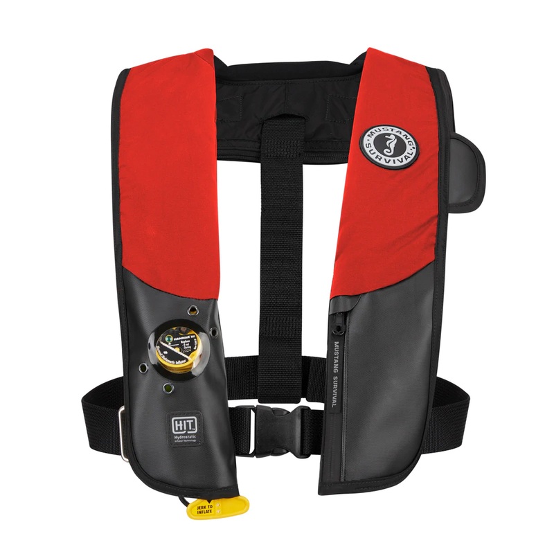 Mustang HIT Hydrostatic Inflatable PFD  Red/Black  Automatic/Manual  Boat Box