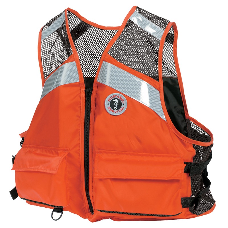 Mustang Industrial Mesh Vest  Orange  Small/Medium  Boat Box
