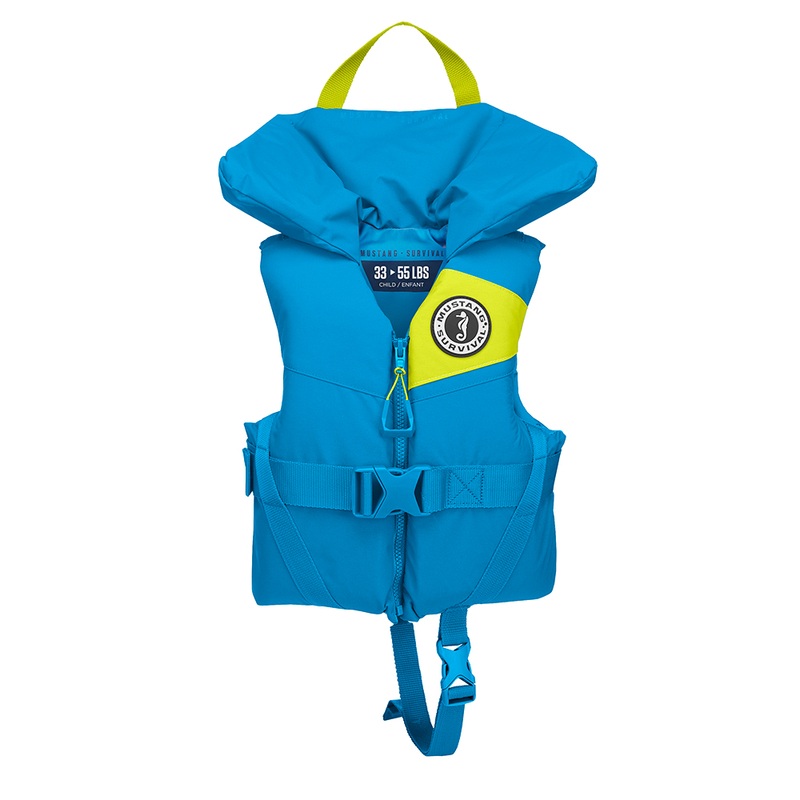 Mustang Lil’ Legends Child Foam Vest  Azure Blue  Boat Box